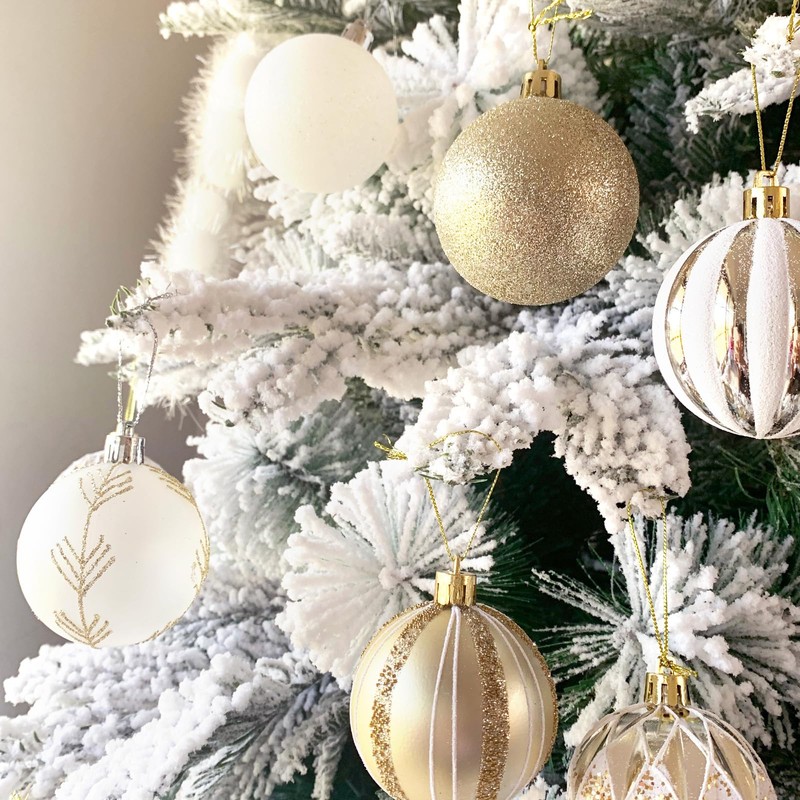 MORAINJAY 24 Pcs Gold Christmas Baubles, Christmas Tree Decorations