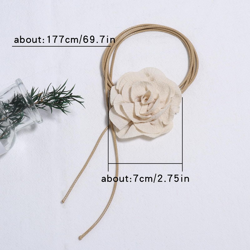 Chuyau Flower Choker Necklace Rose Choker Camellia Flower Lace-up Necklace