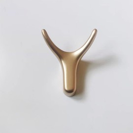 RyuBits Antique Deer Antler Hook Wall Hanger, Wall Hanger, Set of 2, Gold