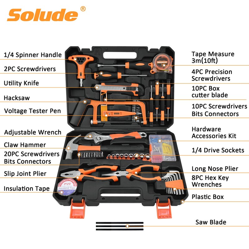 SOLUDE 182-Piece Home Repair Tool Set,Basic Tool Kit for Men