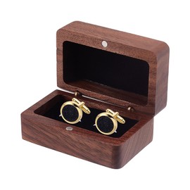 NICENEEDED Walnut Wooden Cufflink Box, Square Small Cuff Links Display Case with Single Slot, Wooden Cufflink Organiser Boxes Jewelry Display Box for Anniversary Ceremony