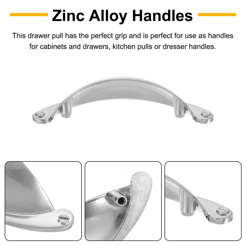 sourcing map Drawer Pulls, 3Pcs 2-1/2" - Zinc Alloy Brushed