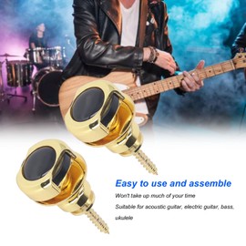 Guitar Strap Lock, Guitar Strap Locks and Buttons for Electric Guitar Bass Acoustic Guitar (Gold)