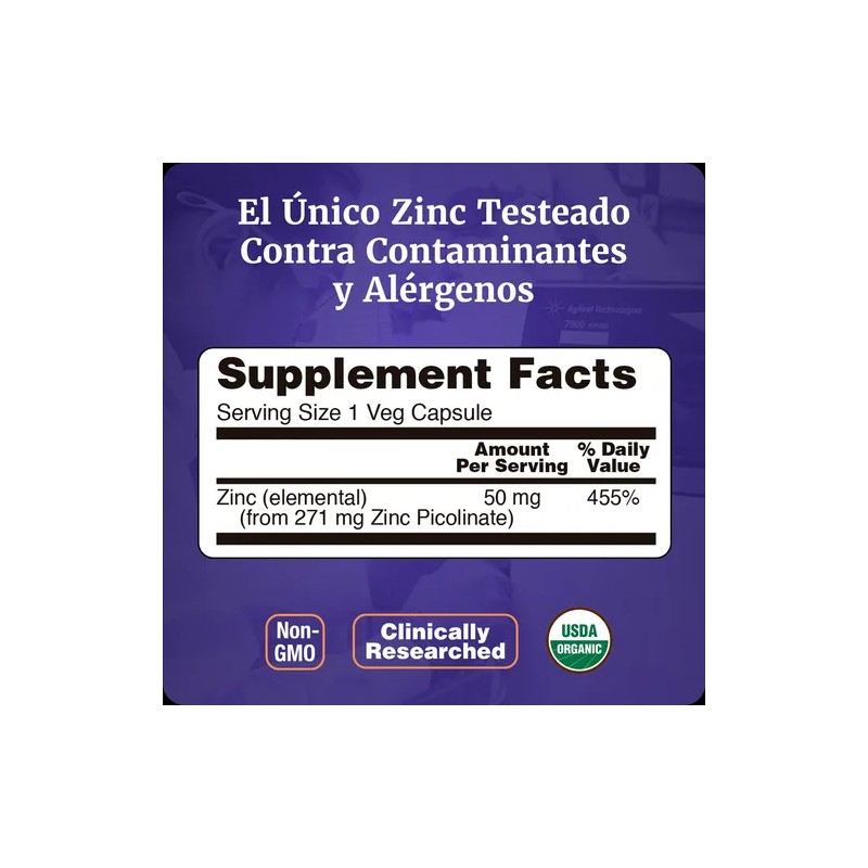 Picolinato De Zinc | Alta Absorción | 120 Caps Veganas