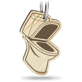 Toilette Schlüsselanhänger handgemacht aus Holz, Glücksbringer, Klo, Toilette, Sanitär, besonderer Schlüsselanhänger Hygiene, Lustiger Keyring für Toilettenschlüssel