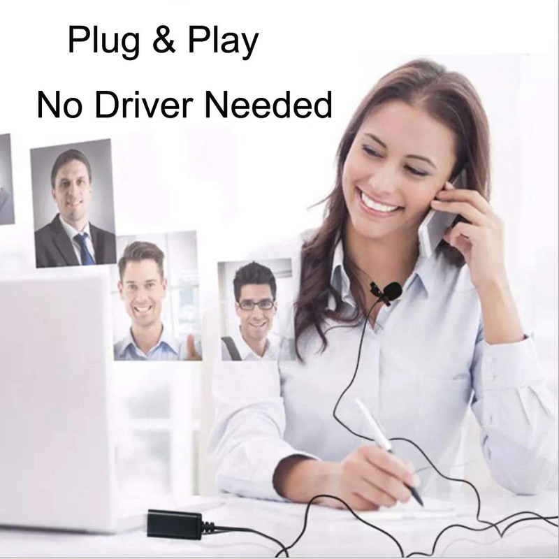 NewTH USB Mikrofon PC Omnidirektionaler Kondensator Lavalier Clip on Mic