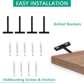 Cjueiom 8 Pack 7.6 cm, 75 mm Floating Shelf Brackets, Heavy Duty Wall Brackets, Concealed Shelf Brackets, Hidden Shelf Support, Thickened Steel Shelf Brackets for Wooden Shelves