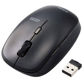 Elecom M-BL21DBSKBK Wireless Mouse, Quiet, Antibacterial, 5 Buttons, 3 Adjustable Pointer Speeds, Black