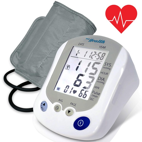 Digital Blood Pressure Monitor - Portable Automatic Pulse Rate Systolic Diastolic Bp Tracker Machine, Works W/Pyle Health App - Standard Cuff Fits Large, Any Size Upper Arm - Pyle