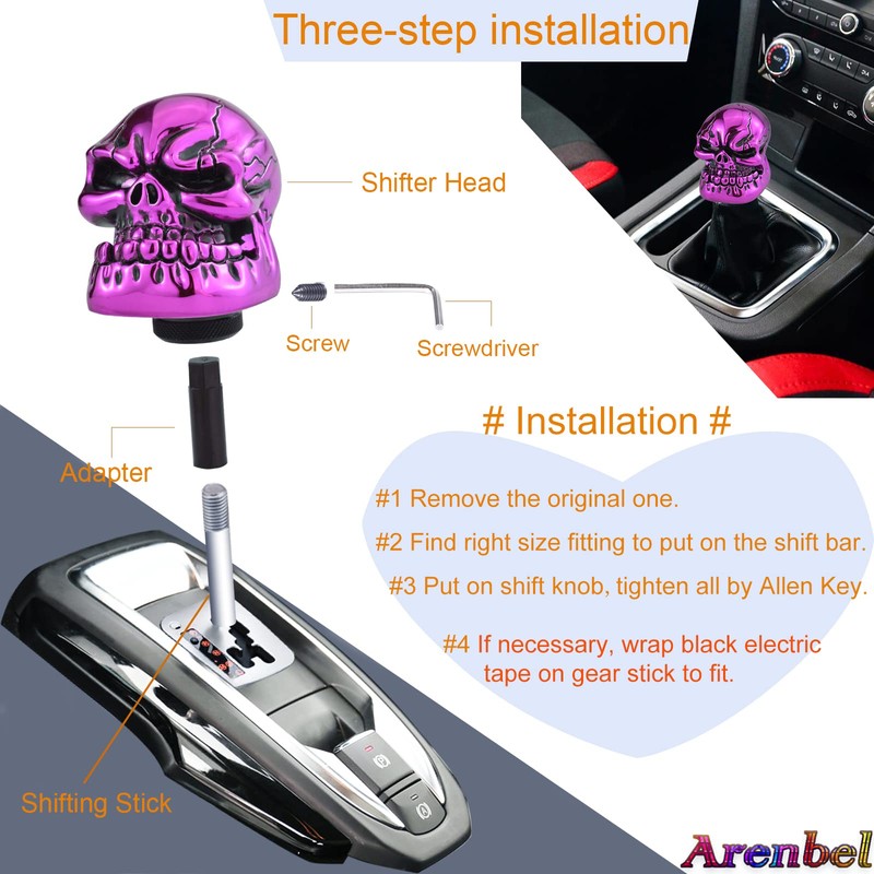 Arenbel Skull Gear Shift Knob Car Racing Handle Skeleton Shift