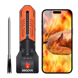 WiFi Bluetooth Wireless Meat Thermometer, Unlimited Range, 7 NIST Certified Accuracy Sensors with Ambient Temp Remote Monitoring for BBQ Grill, Oven, Smoker, Air Fryer (1, Black, Medium)