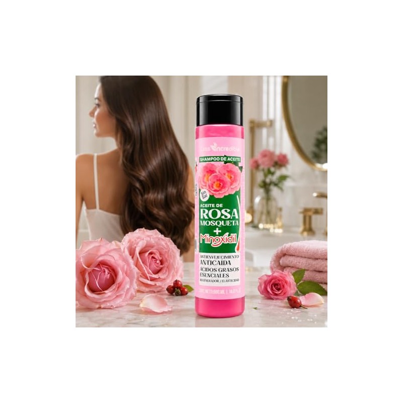 Shampoo de Aceite con Rosa Mosqueta, Suavidad, Anticaída, Regenerador, 500