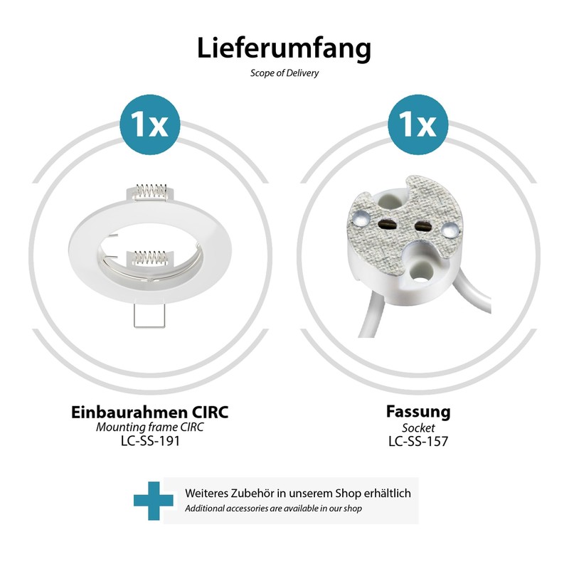 ledscom.de Circ Ceiling Mounting Frame Aluminium Mounting Frame White (LED/Halogen/MR16/50