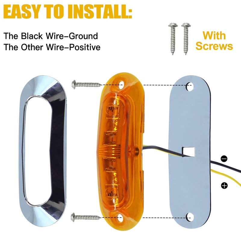 ALFU 40PCS Amber DC 12-24V LED Trailer Lights Side Marker