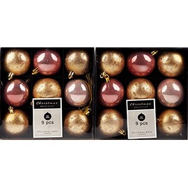 18 Christmas Tree baubles Decorations - Glitter Peacock Print Peach Blush