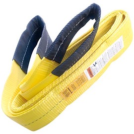 4" x 4' Polyester Lifting Sling Tow Strap Flat Eye & Eye 2PLY Vertical 11500 LBS Basket 23000 LBS Choker 9200 LBS