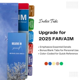 Index Tabs for 2025 FAR/AIM, Color-Code and Laminated FAR AIM 2025 Book Tabs, with Alignment Card, Bookmark, and Dot Stickers. (Book NOT Included)