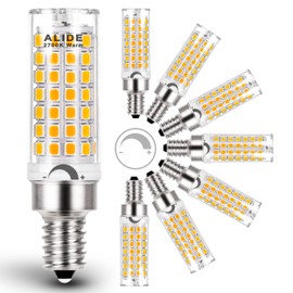 ALIDE E12 60 Watt C7 Dimmable Led Candelabra Bulbs Replacement, Warm White 2700k T6 110V 120V Small Base E12 LED Bulbs 6W for Ceiling Fan Salt Lamp Chandelier Lighting,600lm,8Pack