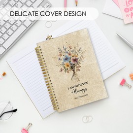 Fewgb Vintage Christian Floral A5 Hardcover Spiral Notebook Gifts 5.5x8.3, Bible Verse Fall Flower Lined Notebooks Daily Journal for Office Work School Composition, Church Prayer Note Taking Notebook