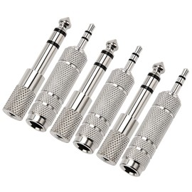 KUOQIY 6 Pieces Headphone Adapter, 6.35 mm Male to 3.5 mm Female Stereo Jack Adapter, 3.5 mm Male to 6.35 mm Female Audio Stereo Adapter for Headphones/Speakers, Nickel-Plated