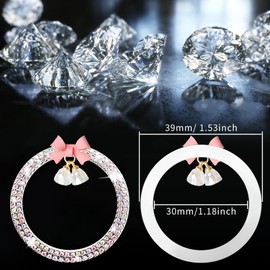 YYTQP 1 PC Cute Bow Bling Car Button Start Button Cover, Crystal Rhinestone Car Engine Stop Decoration Ring, Bling Car Accessories for Women, Shiny Key Ignition and Knob Ring (Multicolored)