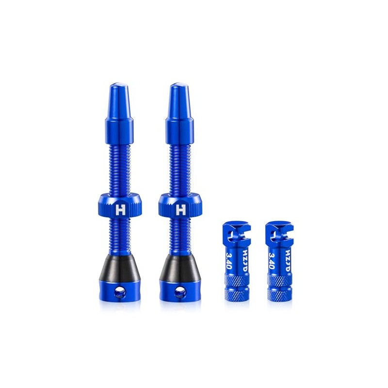 HZJD 2 x Presta Tubeless Valves, Blue, Tubeless Stem, Integrated