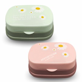 Soap Dish Travel Soap Box With Lid Holder Containers Portable Soap Case Bar Hand 2 Pc Soapboxes Closable Storage For Shower Hiking Camp School Gym Bathroom Accessories Assorted Colors (1 Pack)