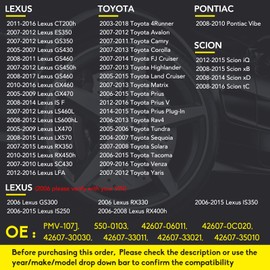 42607-33021 TPMS Sensors Fits for Toyota Lexus Scion Pontiac, Prius 4Runner Rav4 Corolla Camry Tacoma Yaris Vibe - 4-Pack Tire Pressure Monitoring Sensor Replace# 42607-06011, PMV-107J, 315MHz