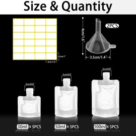 Portable Travel Fluid Makeup Packing Bag, 18pcs Portable Travel Fluid Bags Set, Transparent Clamshell Packaging Bag, Travel Fluid Pouches for Lotion Shampoo Toiletries(30ml, 50ml, 100ml)