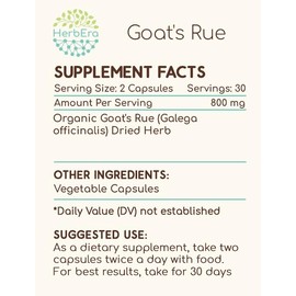 HerbEra Goat's Rue 60 Capsules, 400 mg, Goat's Rue (Galega officinalis) Dried Herb (60 Capsules)