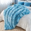 GONAAP Fuzzy Faux Fur Throw Blanket Queen Size Tie-dye Ocean