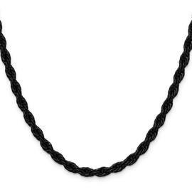 JewelryWeb Stainless Steel Polished Black Ip Plated 5mm Rope Chain Necklace 20 Inch Chain-Necklace for Women and Men