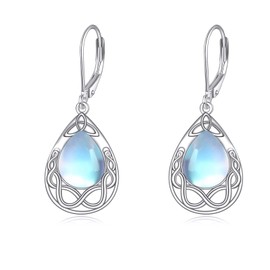 Moonstone Earrings Sterling Silver Celtic/Filigree Dangle Earrings Schmcuk Moonstone Gifts for Women Girls, Sterling Silver, Moonstone