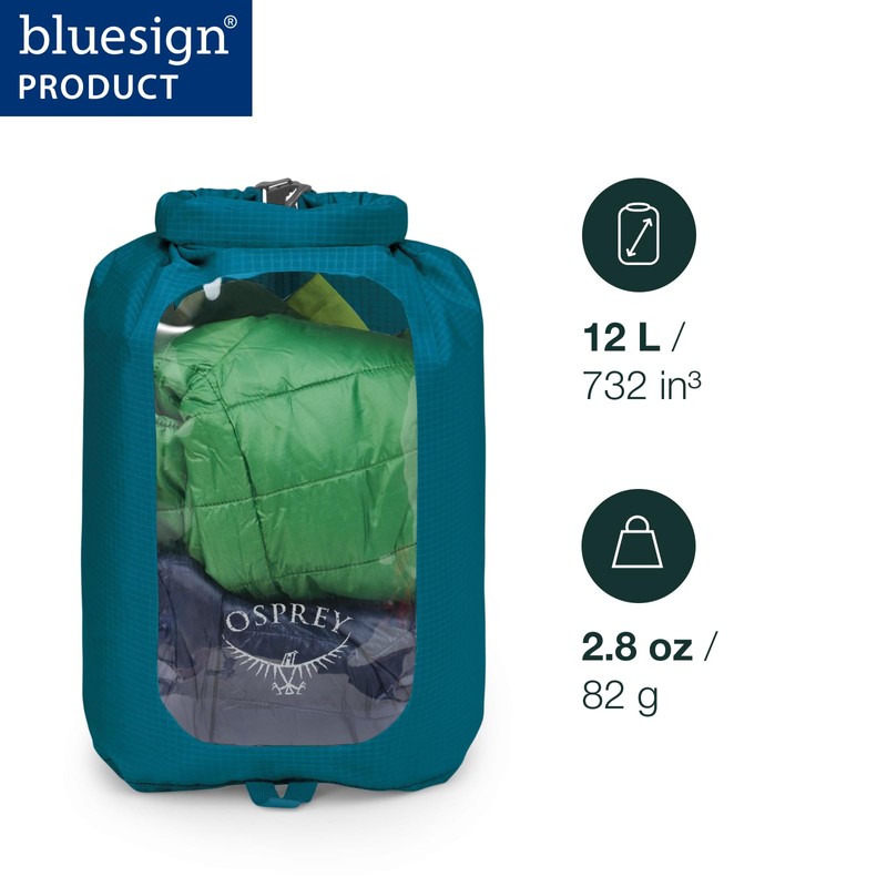 Osprey 12L Waterproof Dry Sack with Window, Black