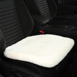 IRIWOOL Genuine Sheepskin Auto Seat Pad, Australian Soft Wool Seat Cover Breathable and Sweat-Wicking Comfort Warm Universal Fit,19.2 inch x19.2 inch (Front seat Cushion 1pc, Ivory White)
