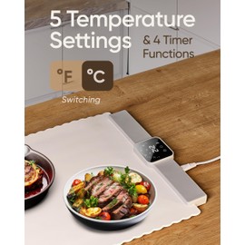 Electric Silicone Warming Mat for Food, Adjustable Food Warmer Mat, Heating Trays to Keep Food Warm at Party, Large Portable Food Warmers Pad for Parties Buffet, Laudlife Foldable Tray With Gloves