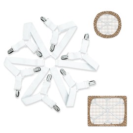 OYIWINMI Bed Sheet Fastener, Elastic Adjustable Bed Sheet Holder with 6 Sides and 12 Metal Clips, Suitable for Round and Rectangular Mattresses of All Sizes