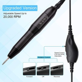 Portable Electric Nail Drill Machine，Compact 20000 RPM USB Manicure Pedicure Efile Nail Drill Kit for Acrylic Nails Gel Polishing Shape Tools with Nail Drill Bits and Sanding Bands-Black