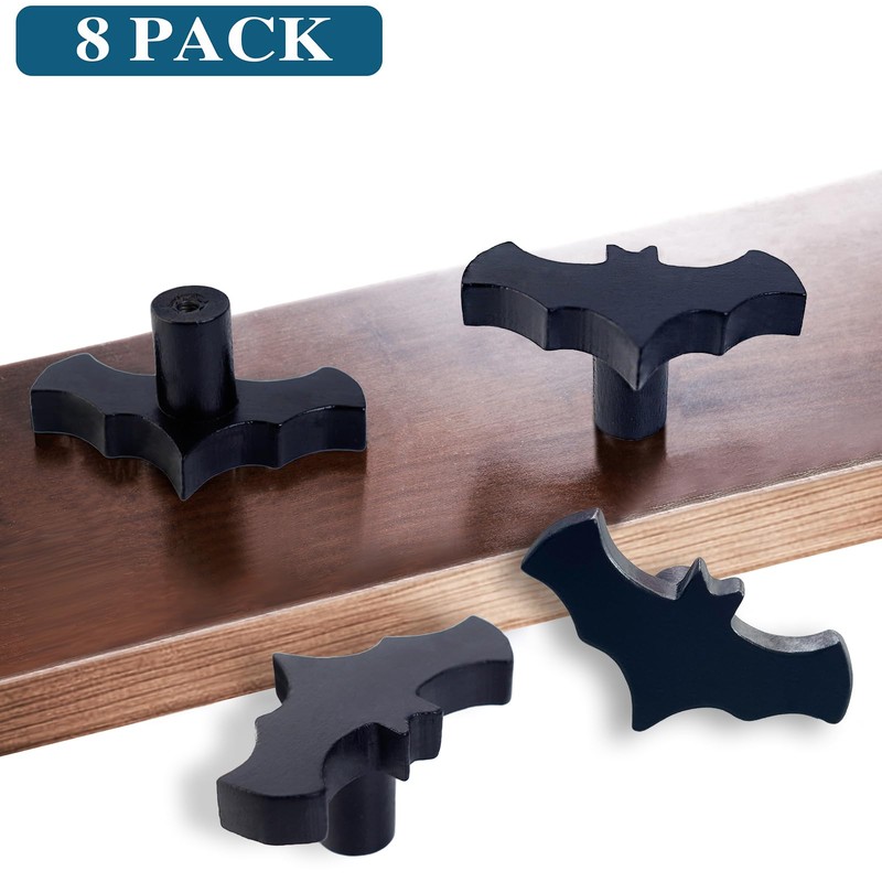 Gothvanity Gothic Bat Cabinet Knobs 8 Pack - Black Gothic