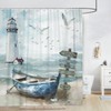 Uokiuki Nautical Coastal Shower Curtain, Ocean Beach Lighthouse Shower Curtain