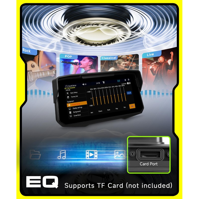 Rimoody 6.86 Inches Motorcycle Portable Carplay Car Radio with Wireless