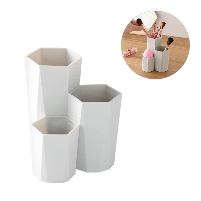 ABOOFAN 2 Pcs Plastic Storage Canister Brush Holder Stackable Storage