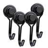 KARELLS Black Magnetic Hooks, Magnetic Hooks, Pack of 4 Magnetic