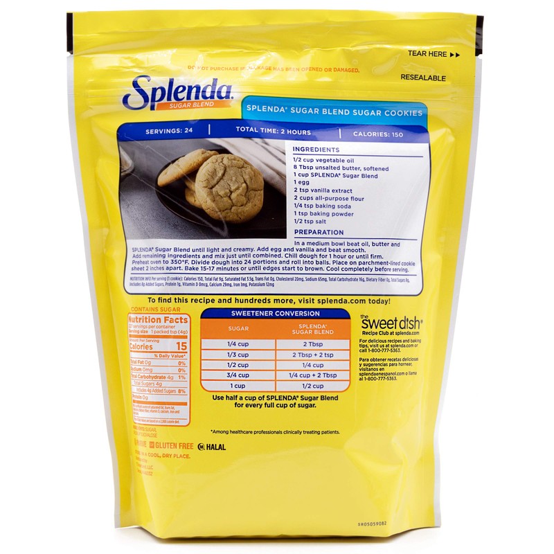 SPLENDA Low Calorie Sweetener for Baking Resealable Bag, Sugar Blend,