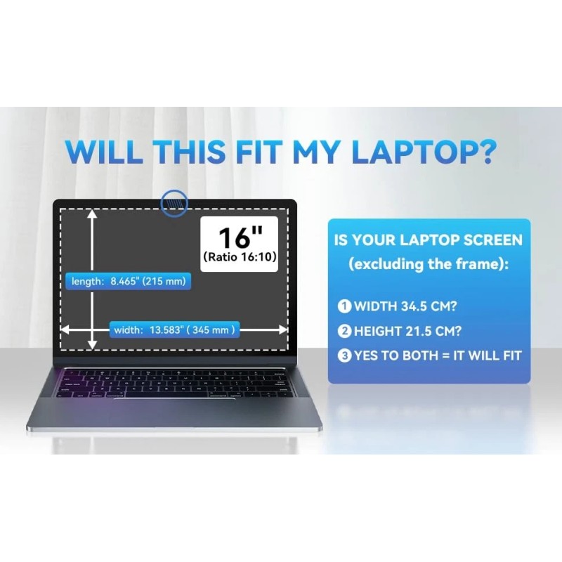 Yamaya 16 Inch Laptop Privacy Screen, Removable 16:10 Aspect Privacy