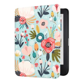 DMLuna Case for Kobo Clara BW (Model N365) / Kobo Clara Colour (Model N367) 6" 2024 Release, Ultra Slim Lightweight Premium PU Leather Cover with Auto Sleep/Wake Function - Hill Flower