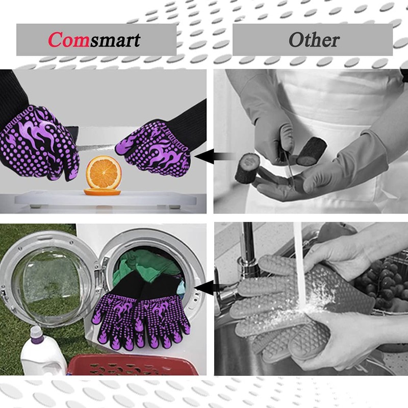 Comsmart BBQ Gloves, 1472 Degree F Heat Resistant Grilling Gloves