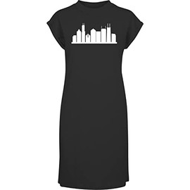 Hippowarehouse Chicago Skyline t-Shirt Dress Women's Adults Nightie Nightdress Black