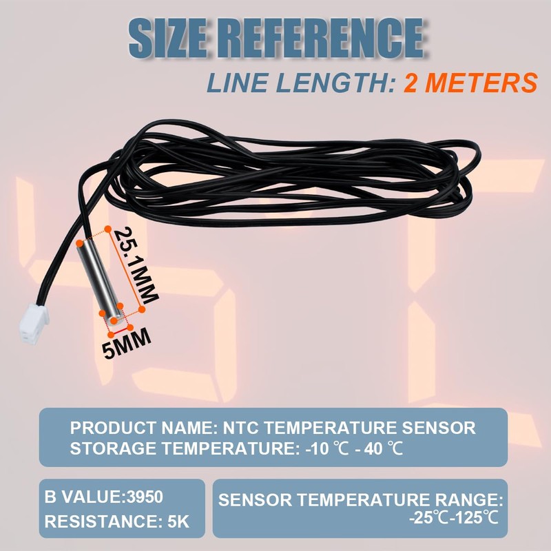 Innfeeltech 5 Pcs Waterproof Digital Thermal Temperature Sensor Probe 2M