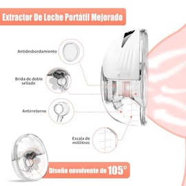 Extractor de Leche Eléctrico, Extractor de Leche Manos Libres Portátil con 3 Modos y 9 Niveles de Succión Cada Uno. Menor Ruido, Portátil y Fácil de Desmontar, Limpiar e Instalar - Paquete de 2